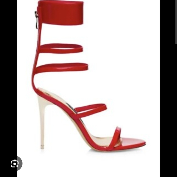 Jessica Rich Vibrant Red Strappy Heels - Picture 9 of 9